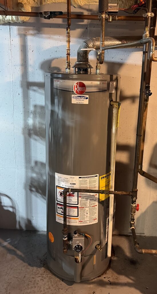 newly installed water heater tank